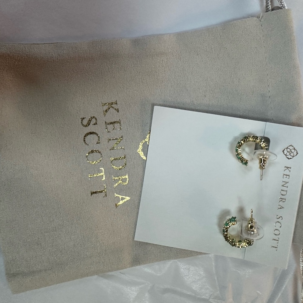 Kendra Scott Cailin Huggie Earrings - Green and Gold